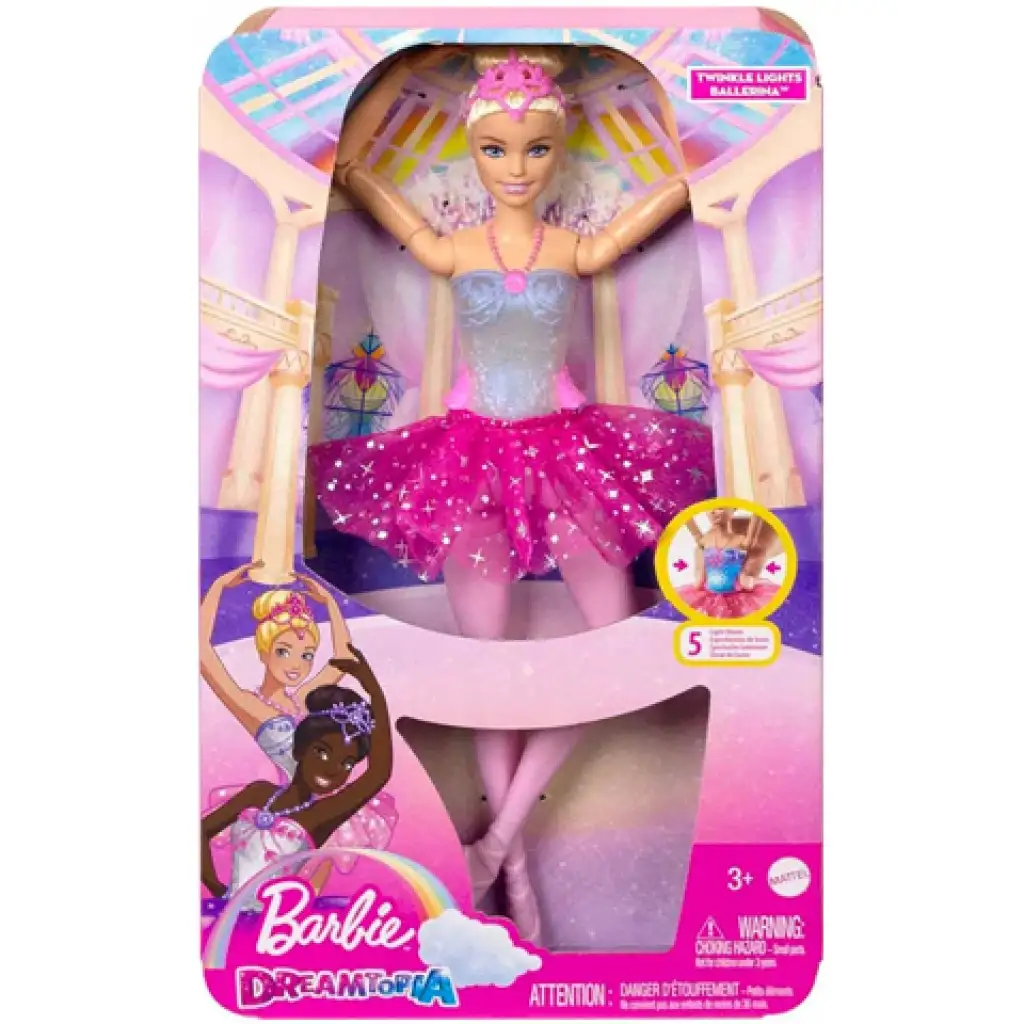 imagen de Barbie®: Bailarina Arcoíris Brillante con cabello rubio y luz - Mattel 1
