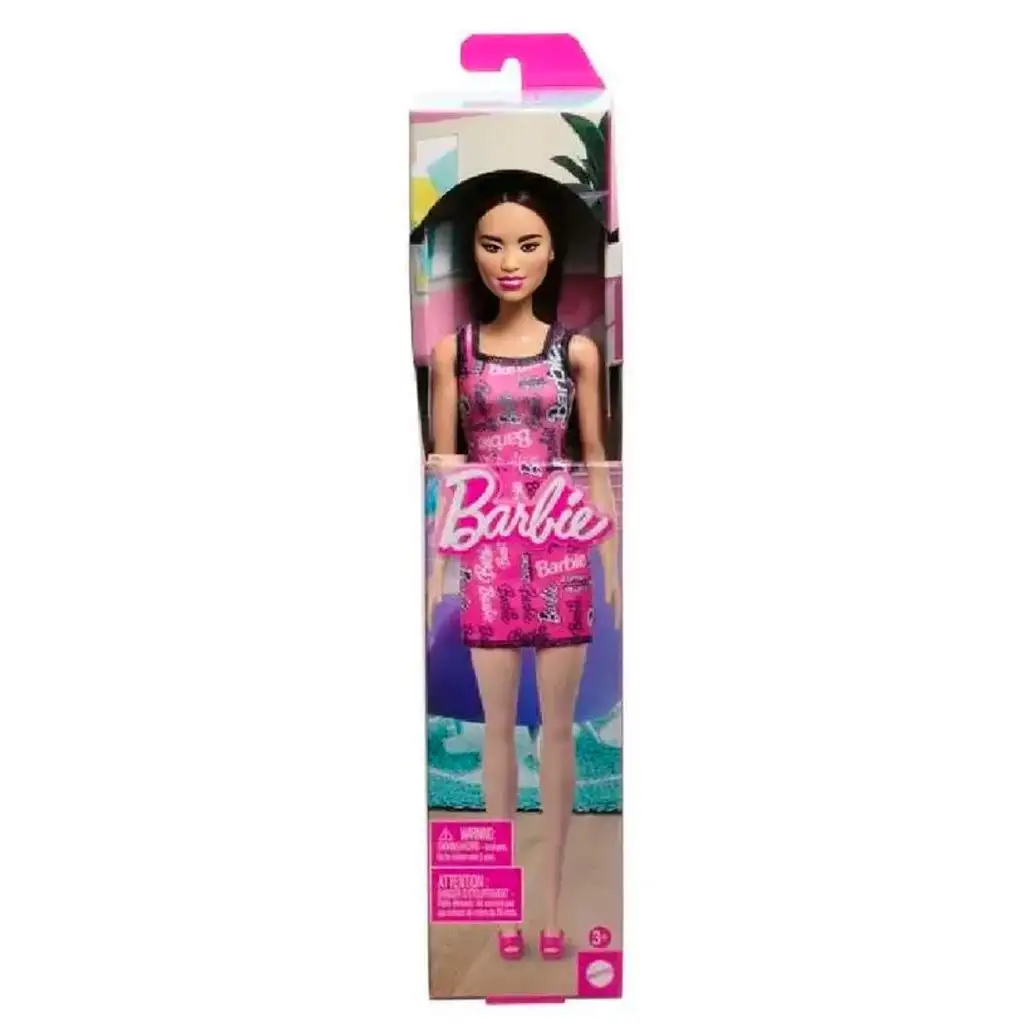 imagen de Barbie Chic muñeca de moda de cabello castaño con vestido rosa de Barbie - Mattel 1