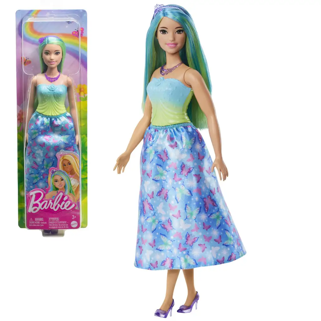 imagen de Barbie Dreamtopia: Muñeca princesa con vestido de mariposas azules - Mattel 1