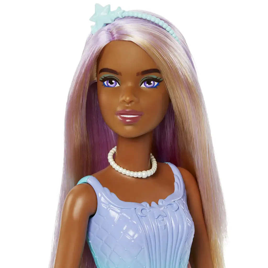 imagen de Barbie Dreamtopia: Muñeca princesa en vestido azul-púrpura con mariposas - Mattel 3