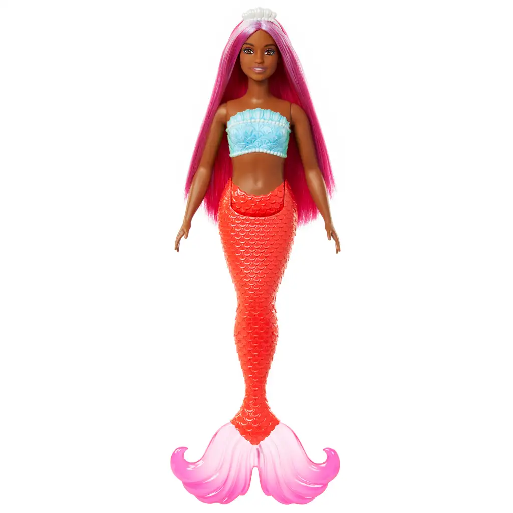 imagen de Barbie Dreamtopia: Muñeca sirena con cabello rosa y cola color coral - Mattel 2
