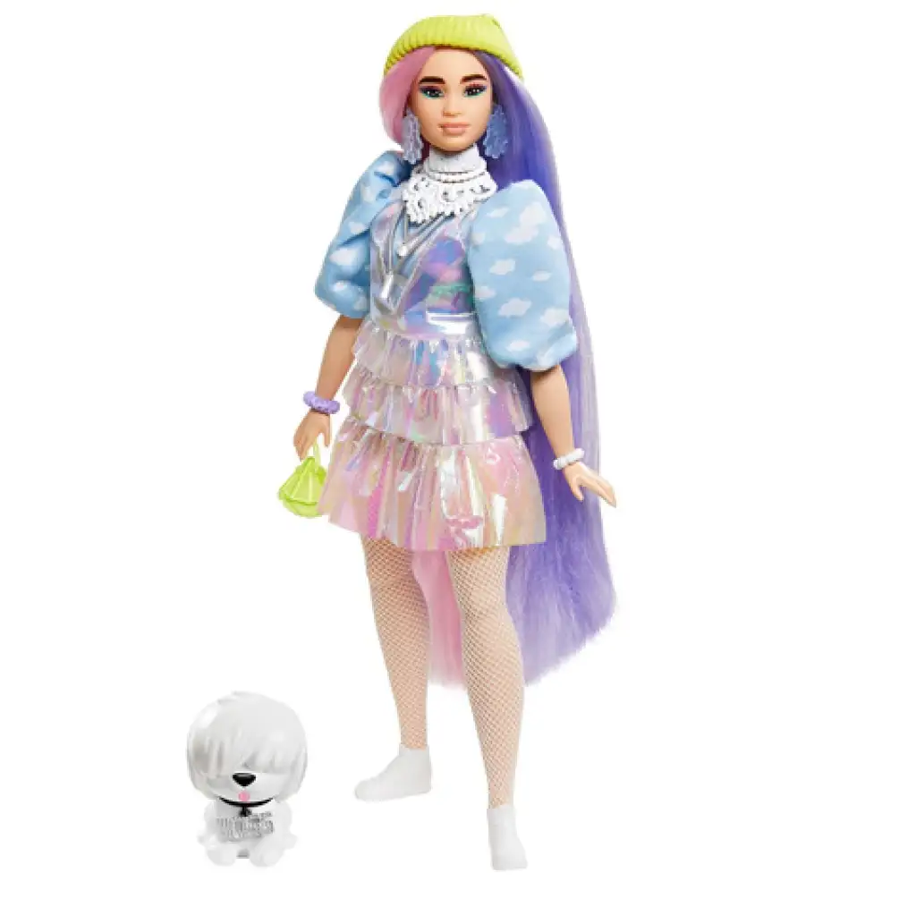 imagen de Barbie Extra: Muñeca con vestido brillante y mascota - Mattel 2