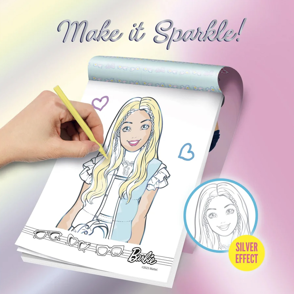 imagen de Barbie ¡Hazlo brillar! Cuaderno de dibujo brillante - Lisciani 2