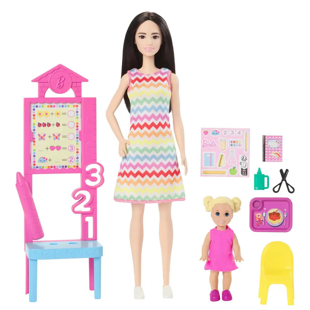 imagen de Barbie maestra muñeca de carrera set de juego con niña rubia - Mattel 2