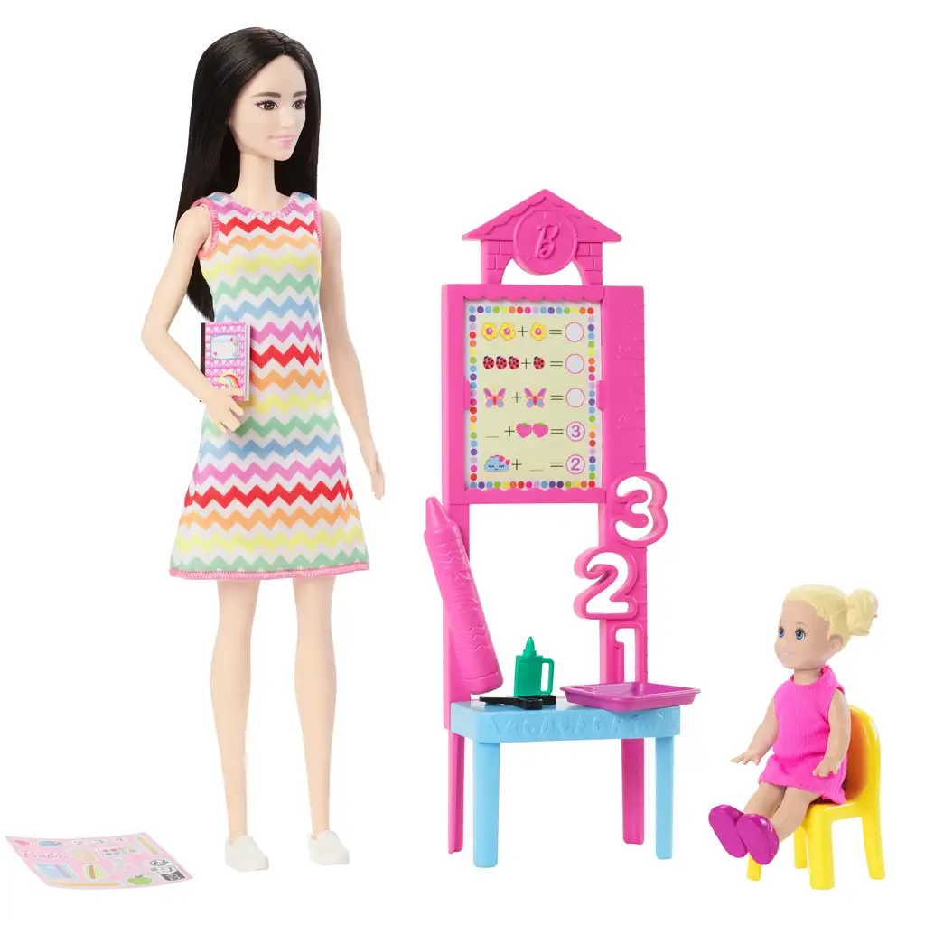 imagen de Barbie maestra muñeca de carrera set de juego con niña rubia - Mattel 3