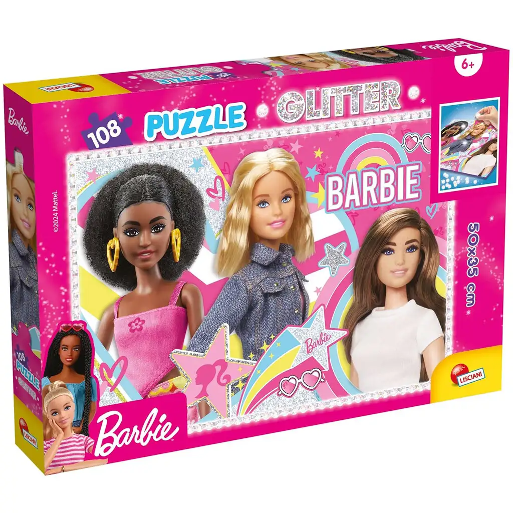 imagen de Barbie mejores amigas 108 piezas glitter puzzle 50x35cm - Lisciani 1