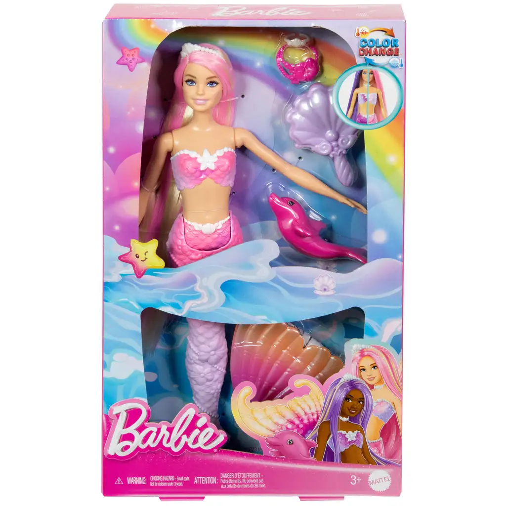 imagen de Barbie: Muñeca sirena que cambia de color con accesorios - Mattel 7