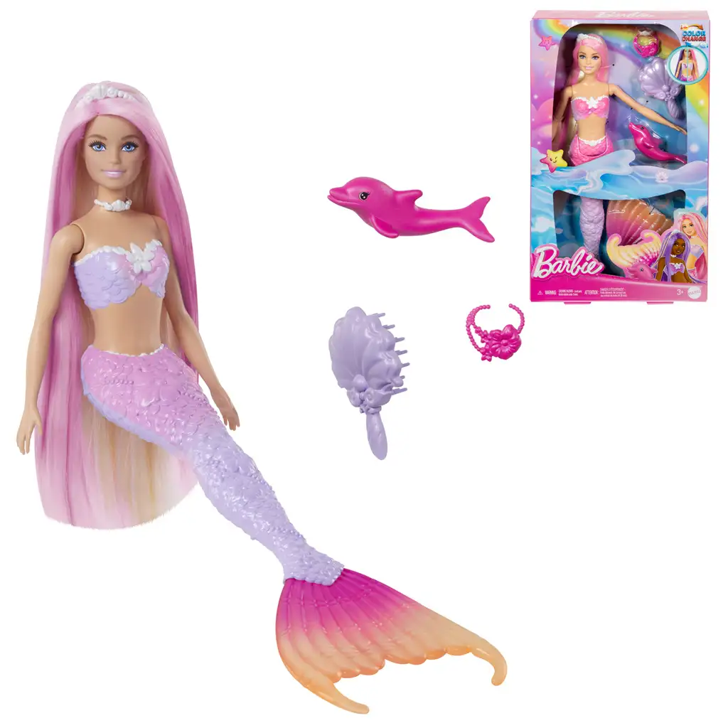 imagen de Barbie: Muñeca sirena que cambia de color con accesorios - Mattel 1