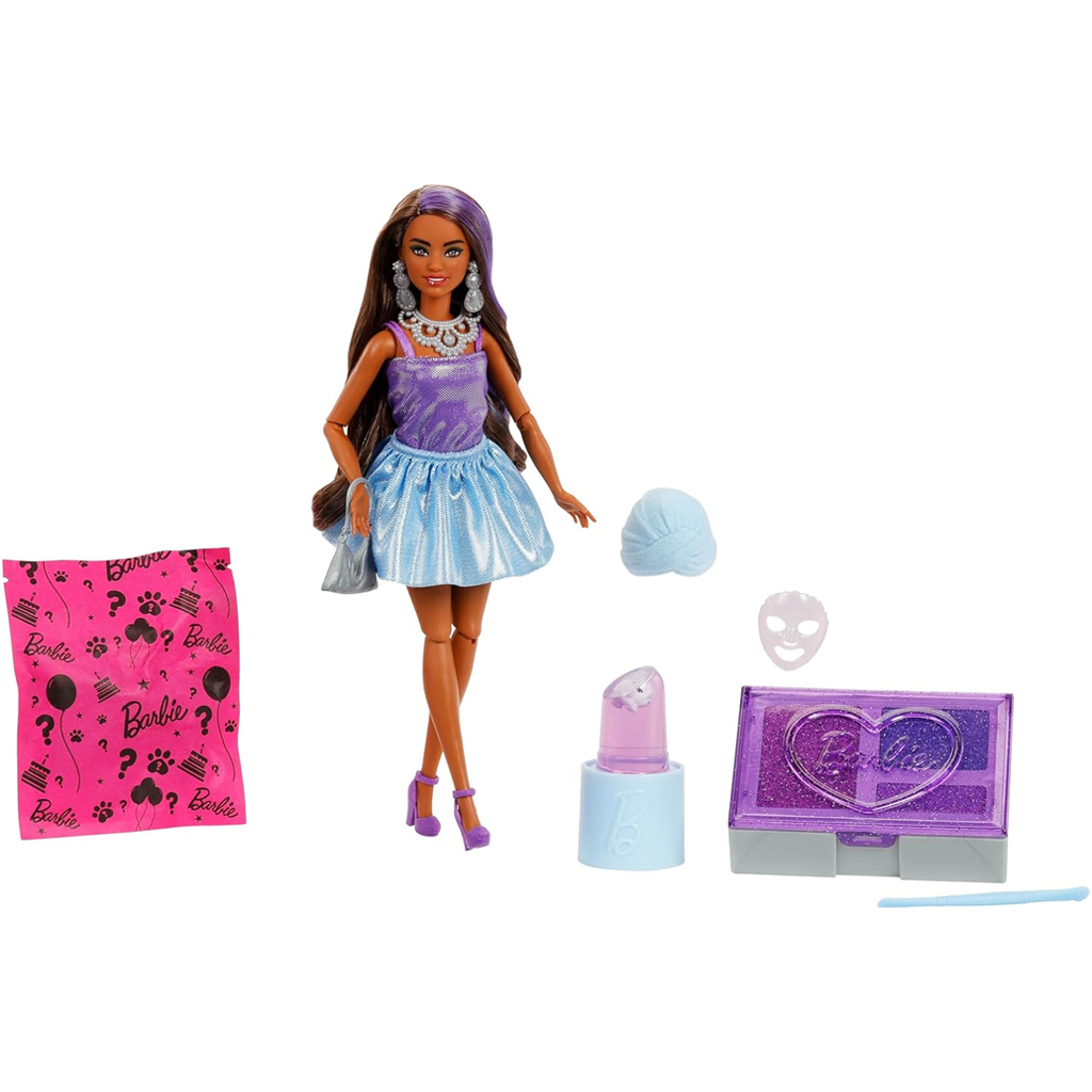 imagen de Barbie: Muñeca sorpresa de fiesta con cabello castaño - Mattel 2