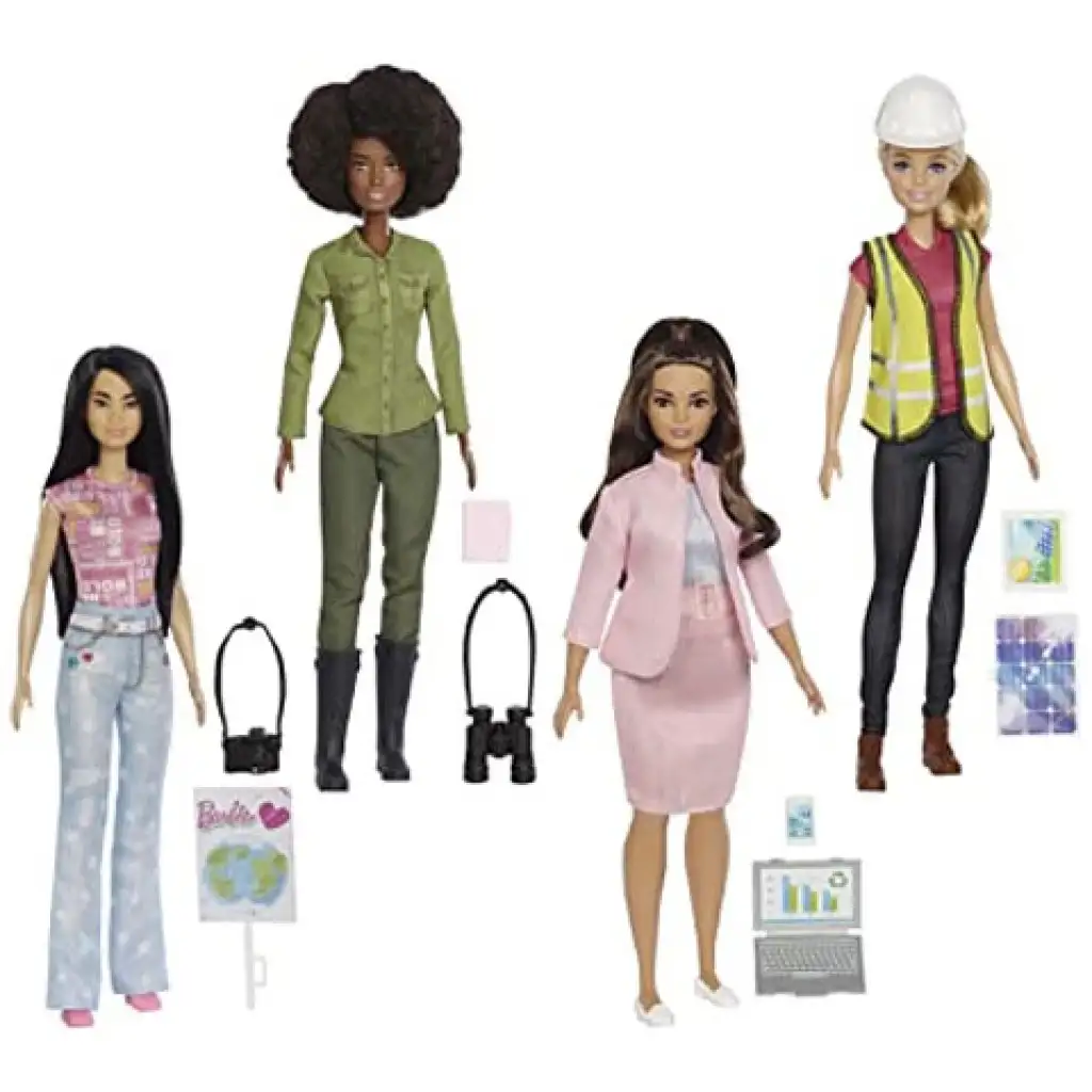 imagen de Barbie: Muñecas de carrera por la Tierra, paquete de 4 - Mattel 3