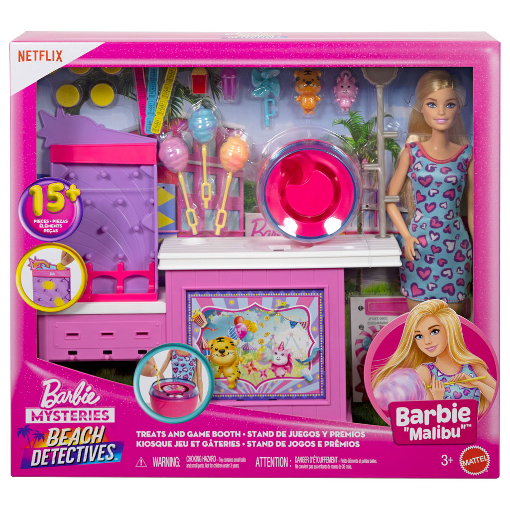 imagen de Barbie Mysteries: Beach Detectives - Puesto de algodón de azúcar con muñeca - Mattel 1
