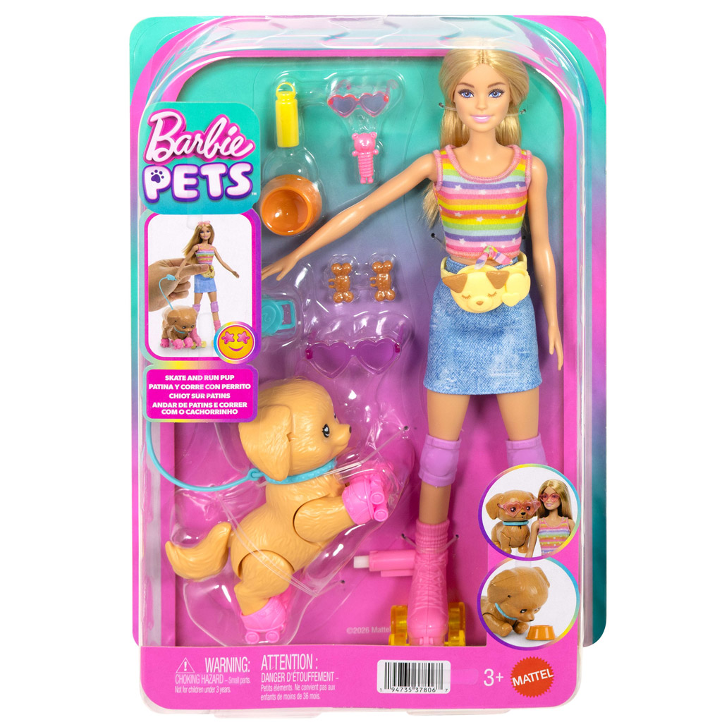 imagen de Barbie Paseadora de Perros Con Patines - Muñeca Rubia - Mattel 1