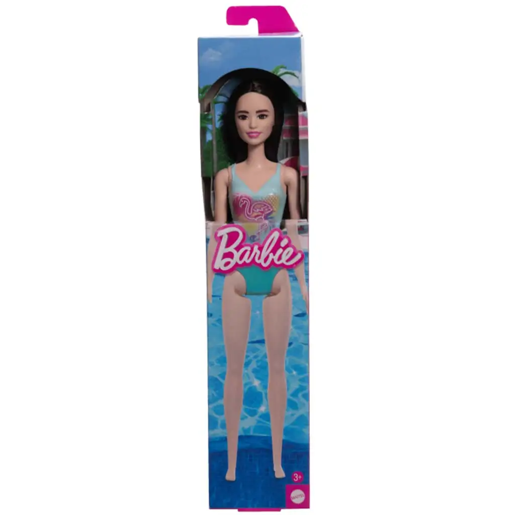 imagen de Barbie Playa muñeca con traje de baño azul estampado - Mattel 1
