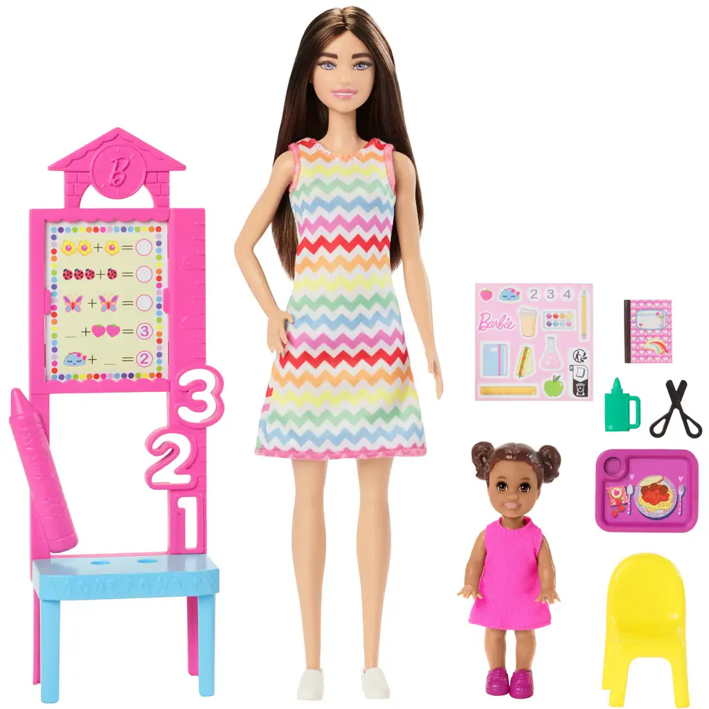 imagen de Barbie profesora de cabello castaño muñeca de carrera set de juego con accesorios - Mattel 2