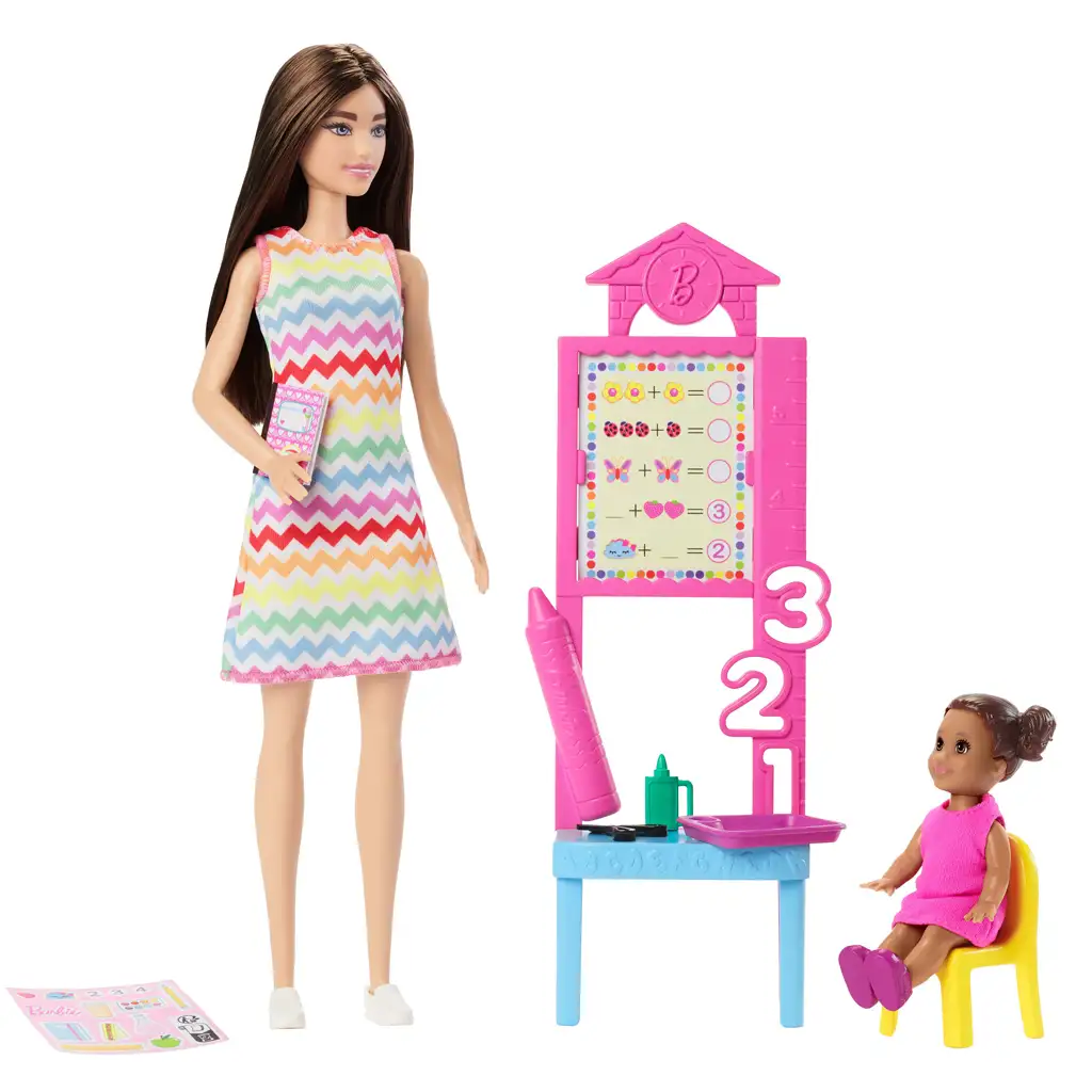 imagen de Barbie profesora de cabello castaño muñeca de carrera set de juego con accesorios - Mattel 3