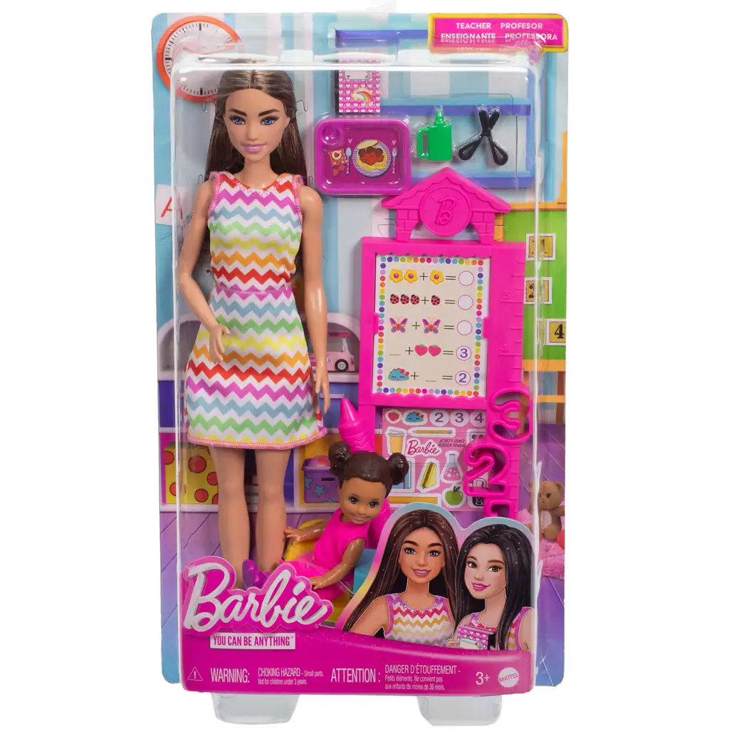 imagen de Barbie profesora de cabello castaño muñeca de carrera set de juego con accesorios - Mattel 1