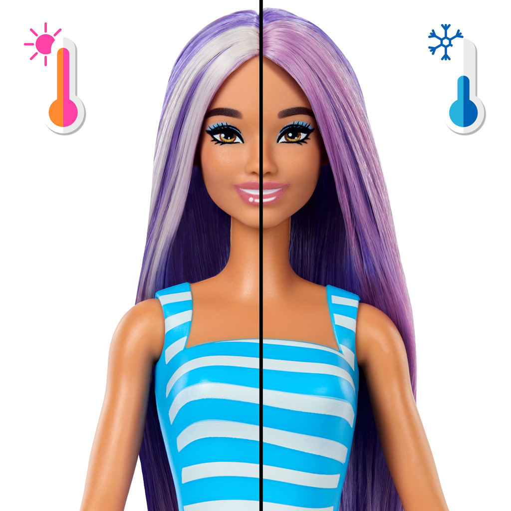 imagen de Barbie Reveal shaker aromático serie con muñeca de cabello morado y pez unicornio - Mattel 4