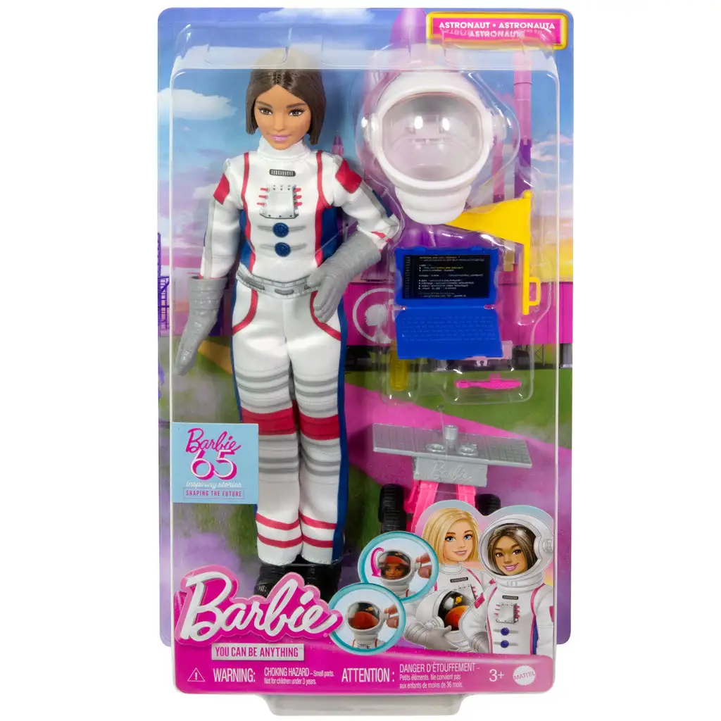 imagen de Barbie: Set de juego de carrera del 65.º aniversario - Muñeca astronauta con accesorios - Mattel 1