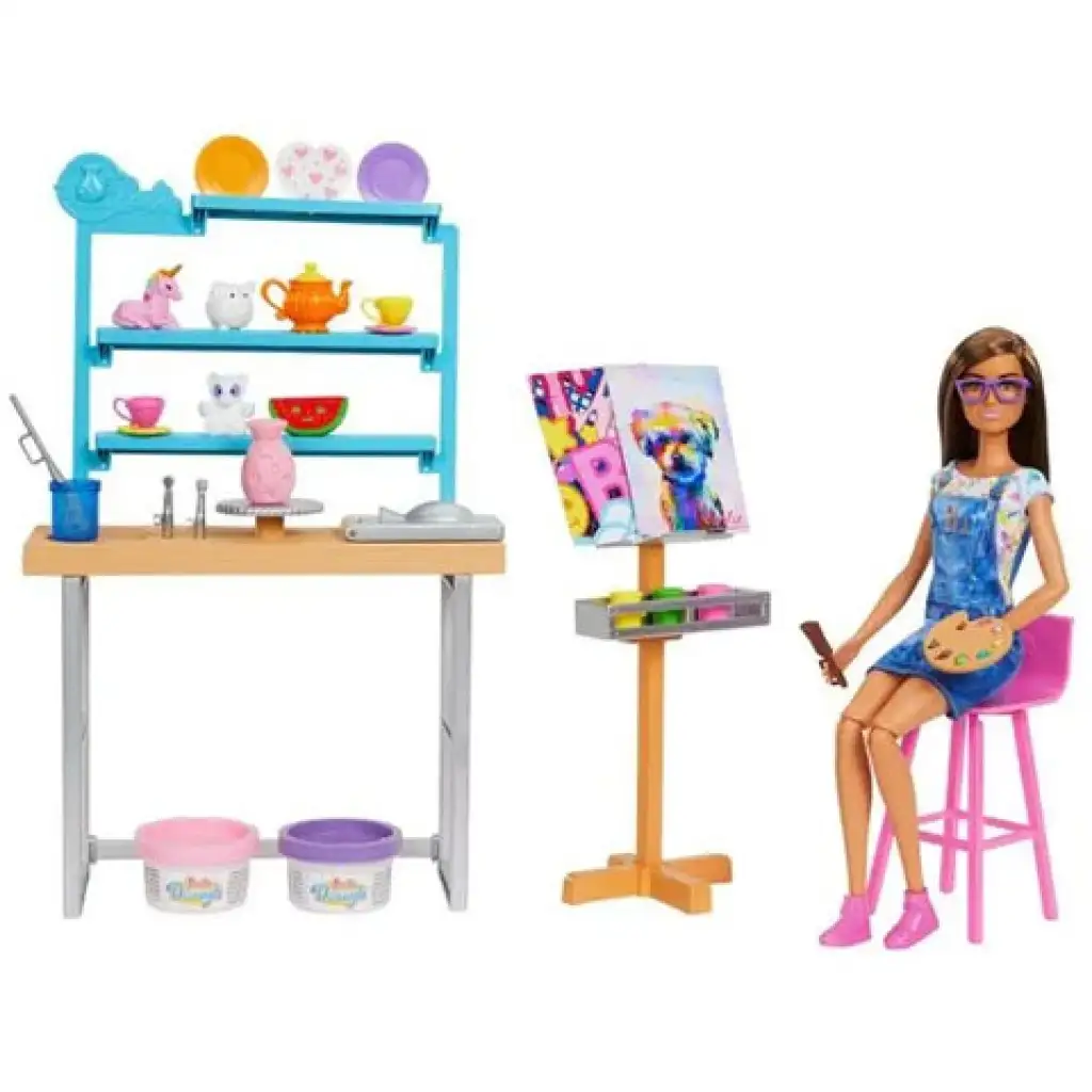 imagen de Barbie: Set de juego de estudio de relajación con muñeca - Mattel 3