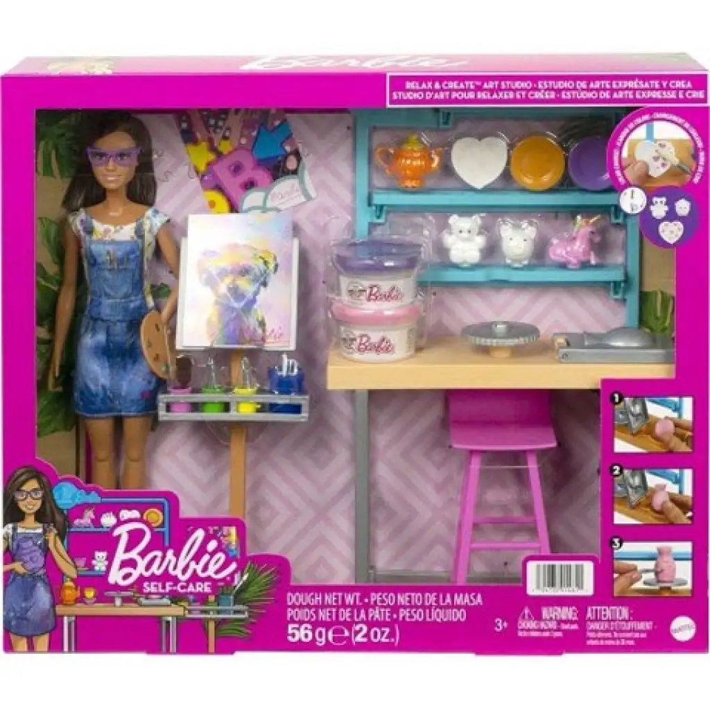 imagen de Barbie: Set de juego de estudio de relajación con muñeca - Mattel 1
