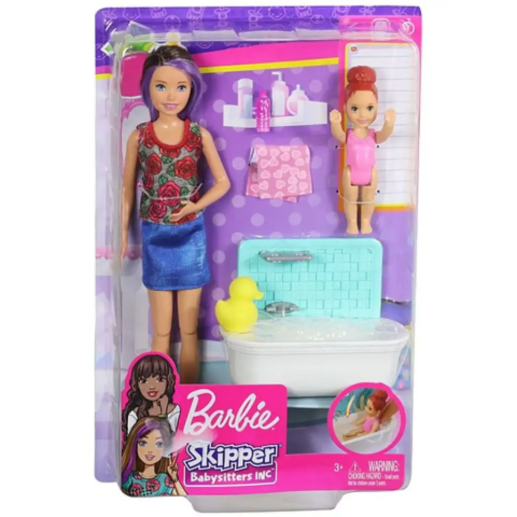 imagen de Barbie: Skipper niñera de baño set de juego - Mattel 1