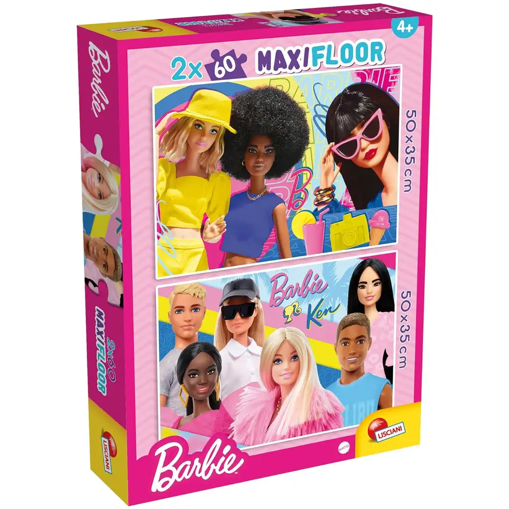 imagen de Barbie y sus amigos rompecabezas maxi de 2x60 piezas 50x35cm - Lisciani 1