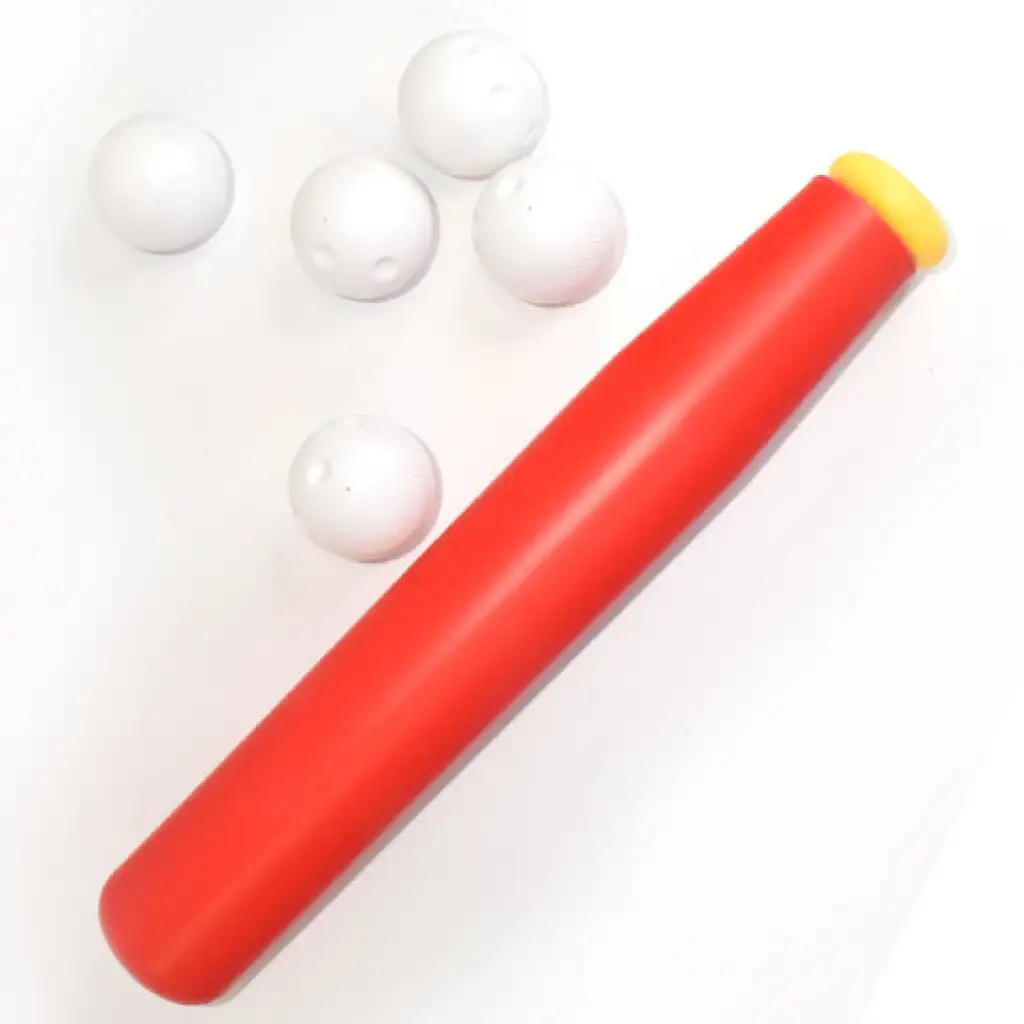 imagen de Bate de béisbol de plástico rojo con pelotas 56cm 2