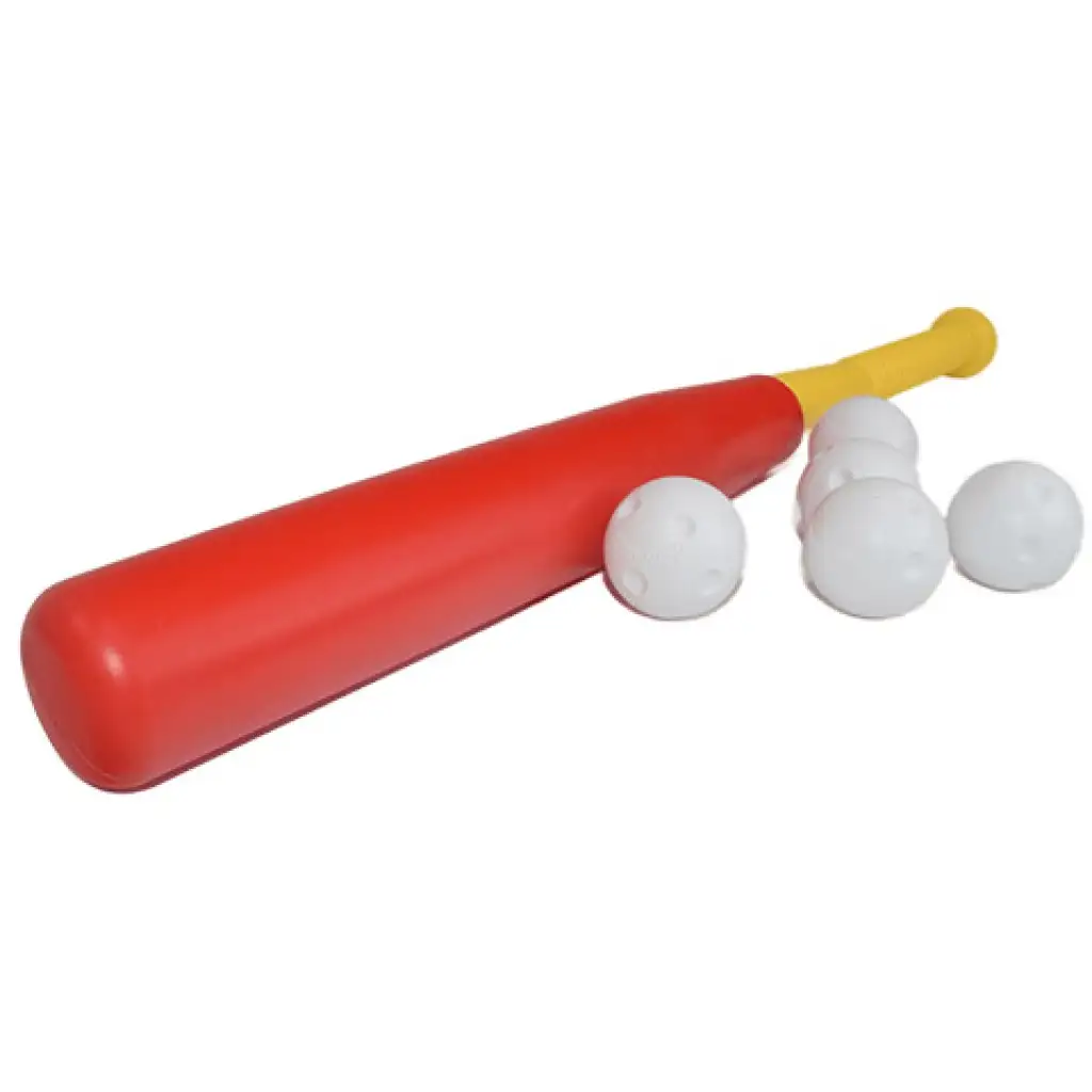 imagen de Bate de béisbol de plástico rojo con pelotas 56cm 3