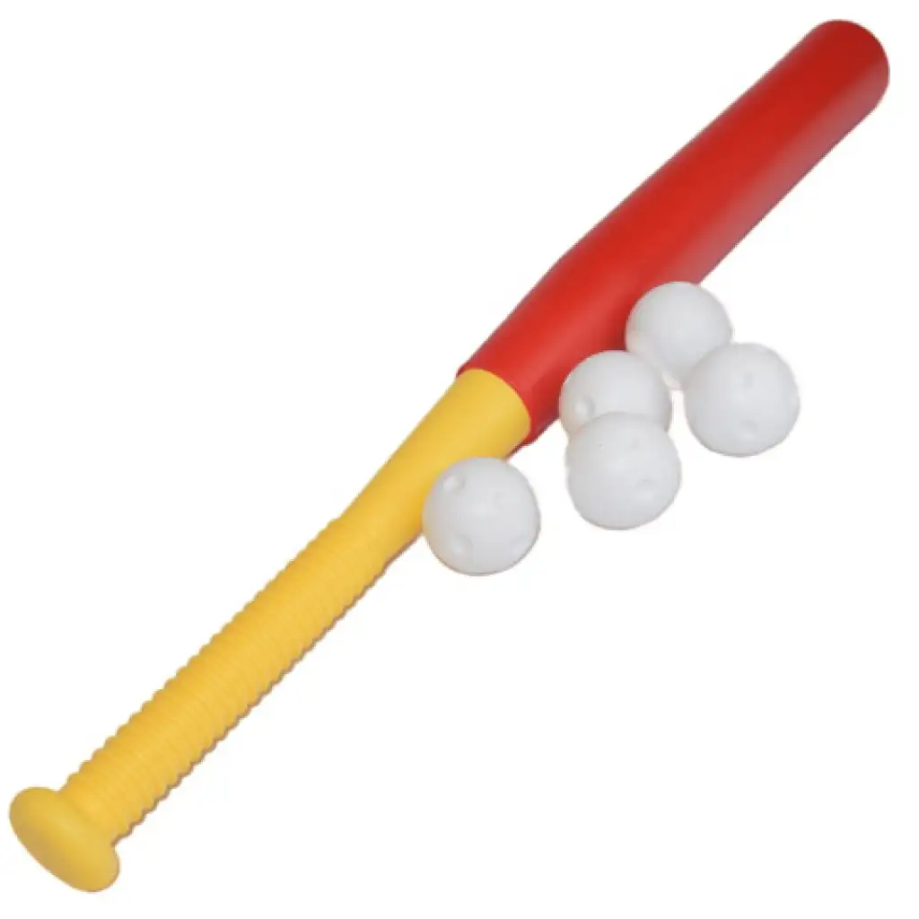 imagen de Bate de béisbol de plástico rojo con pelotas 56cm 1