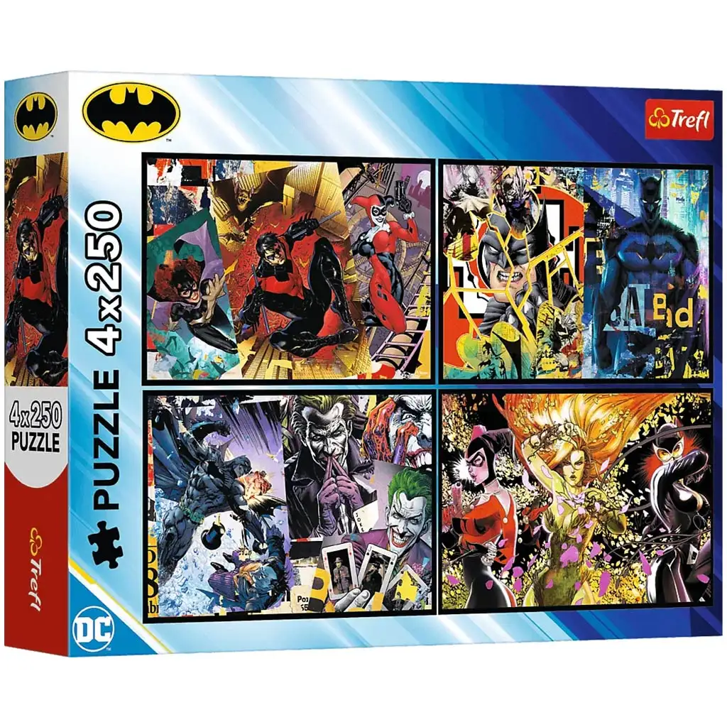 imagen de Batman Héroes y Villanos de Gotham Puzzle de 4x250 piezas - Trefl 1
