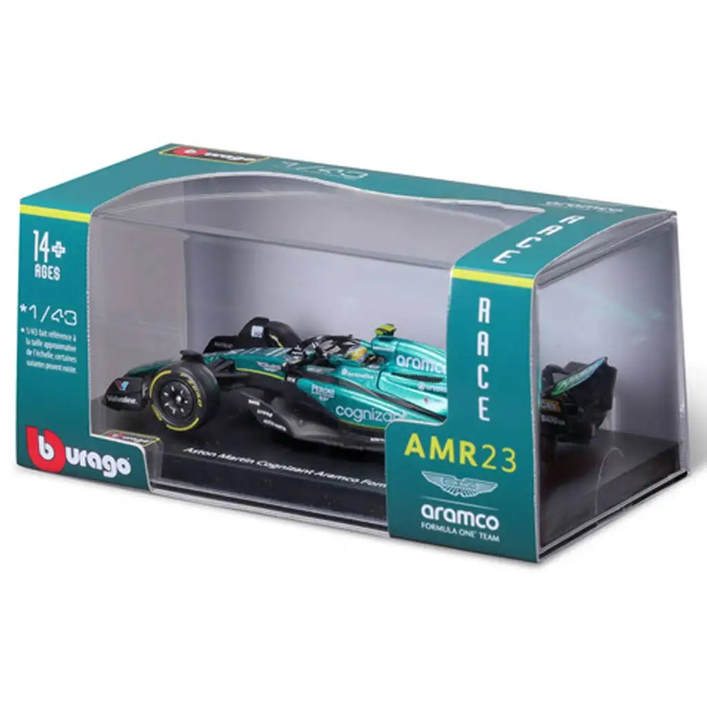 imagen de Bburago: Aston Martin AMR23 coche de carreras de metal modelo 1/43 (Fernando Alonso #14, versión con casco) 5