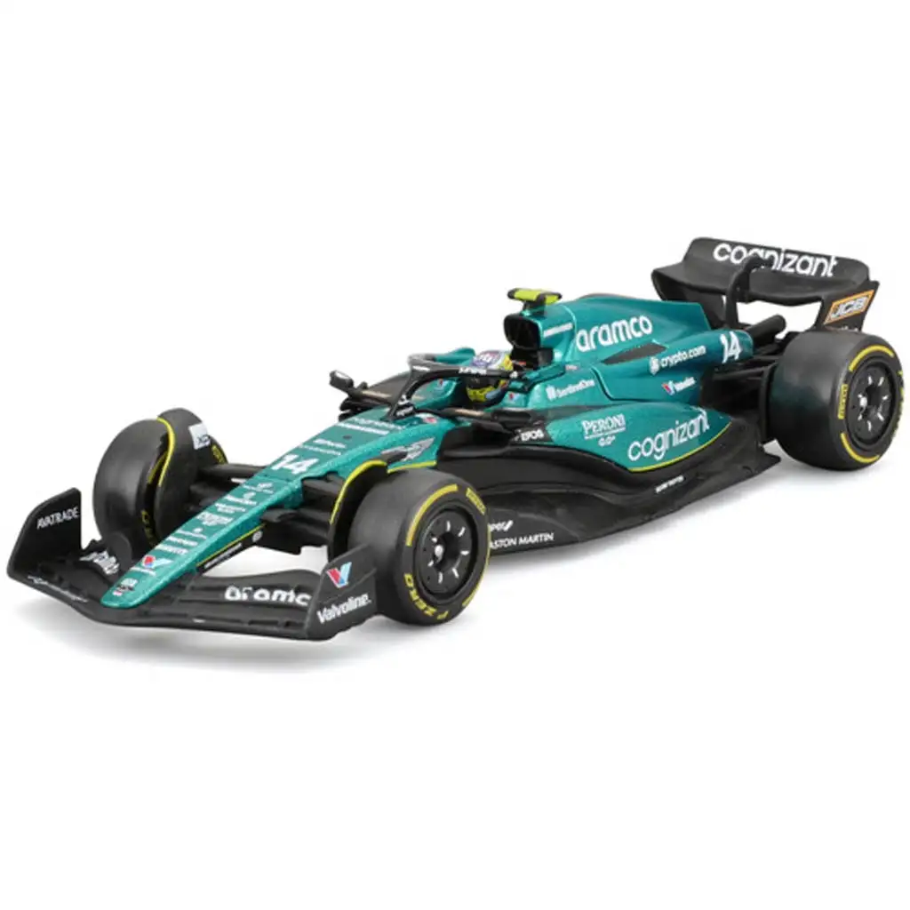 imagen de Bburago: Aston Martin AMR23 coche de carreras de metal modelo 1/43 (Fernando Alonso #14, versión con casco) 1