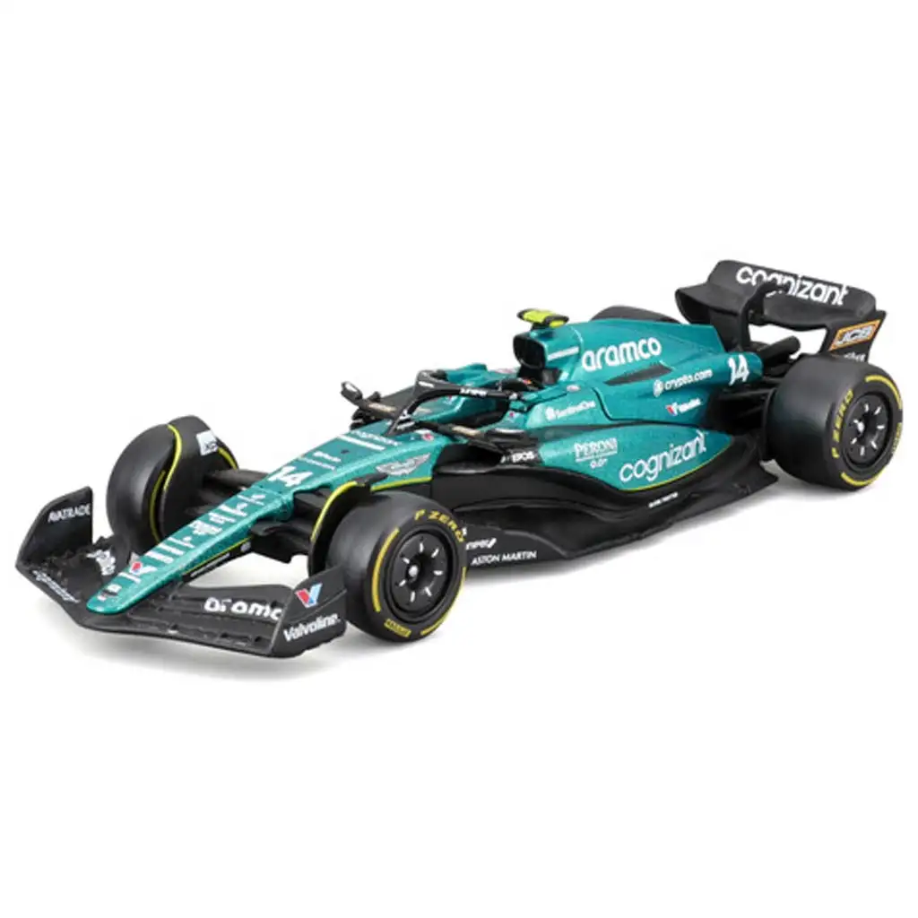 imagen de Bburago: Aston Martin AMR23 F1 coche de carreras modelo a escala 1/43 (Fernando Alonso #14) 1