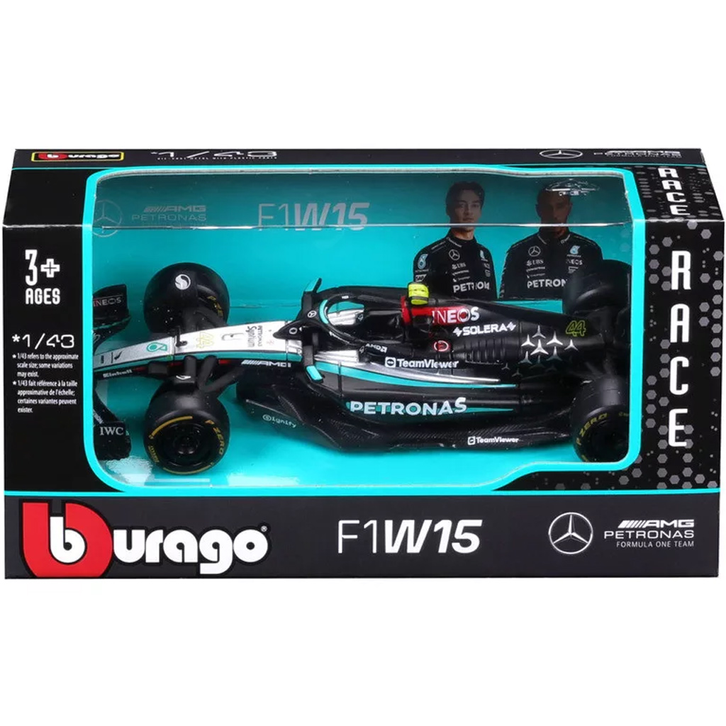 imagen de Bburago: Mercedes-AMG F1 W15 Performance coche de carreras de metal modelo 1/43 (Lewis Hamilton #44) 1