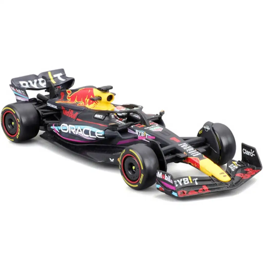 imagen de Bburago: Red Bull RB19 F1 coche de carreras modelo de metal 1/43 (Max Verstappen #1, edición especial Miami GP, con casco) 2
