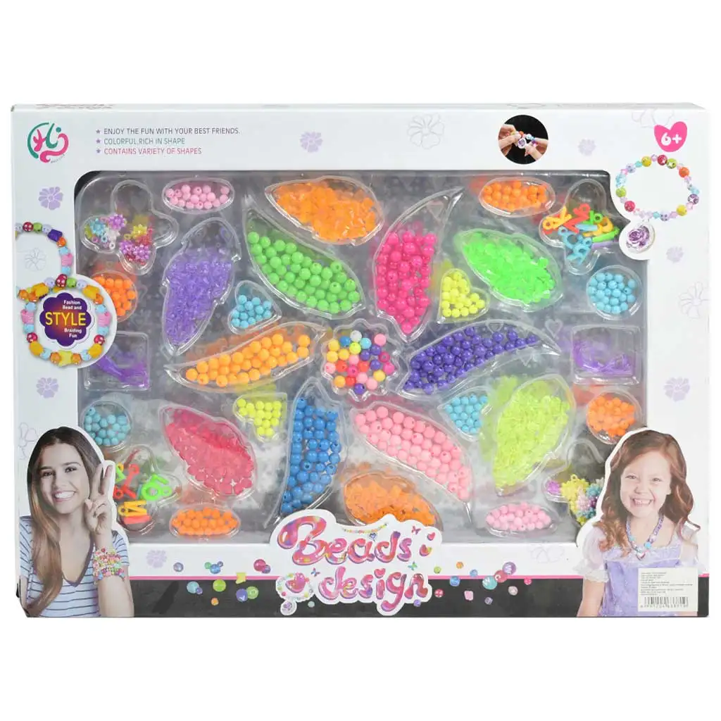 imagen de Beads Design: Set de cuentas para hacer joyas 500+ cuentas de colores y brillantes 1