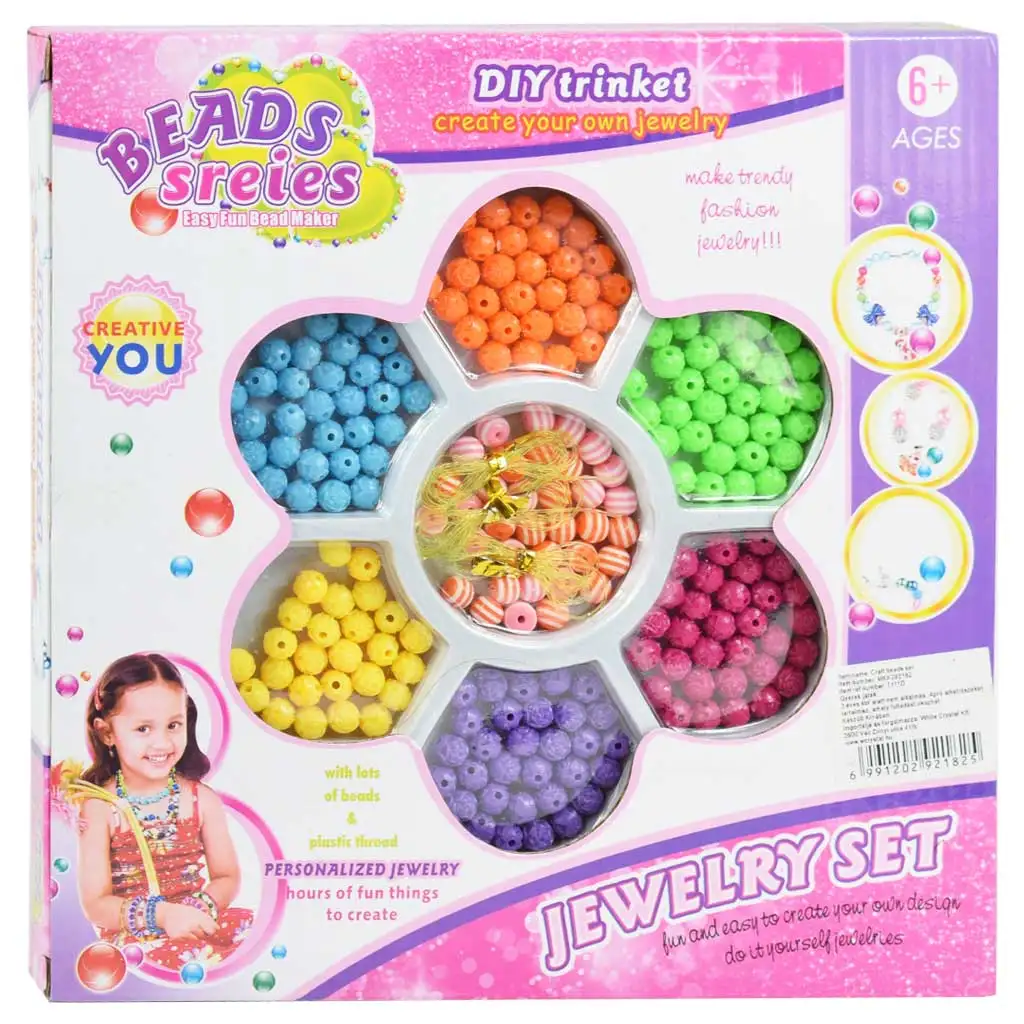 imagen de Beads Series: Set de cuentas para hacer joyas con 100+ cuentas de colores y a rayas 1