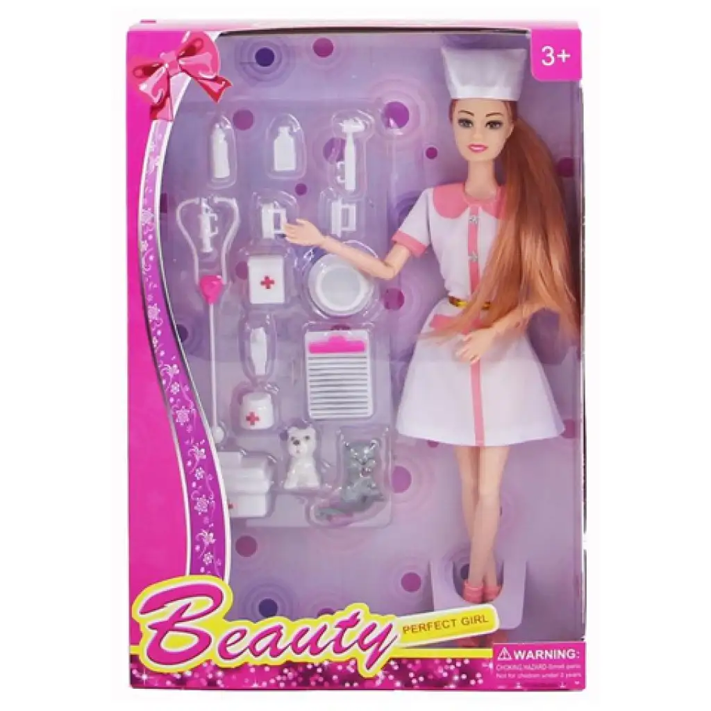 imagen de Beauty Perfect Girl conjunto de juego veterinario con accesorios 29cm 1