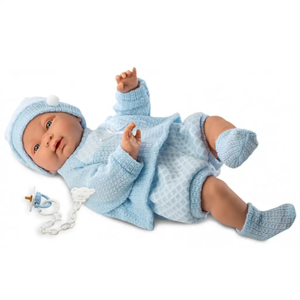 imagen de Bebé asiático con ropa azul 45cm 1