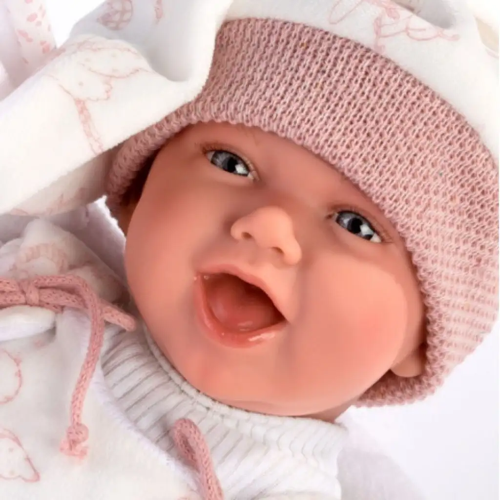 imagen de Bebé llorón recién nacido con gorro rosa de 40 cm 2