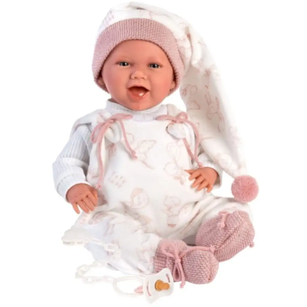 imagen de Bebé llorón recién nacido con gorro rosa de 40 cm 1