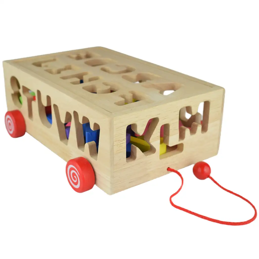 imagen de Beilaluna: Carrito de arrastre de formas de madera con letras 3