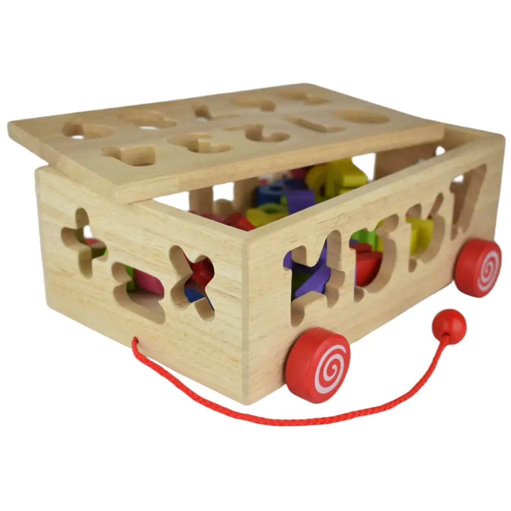 imagen de Beilaluna: Carrito de arrastre de formas de madera con números 5
