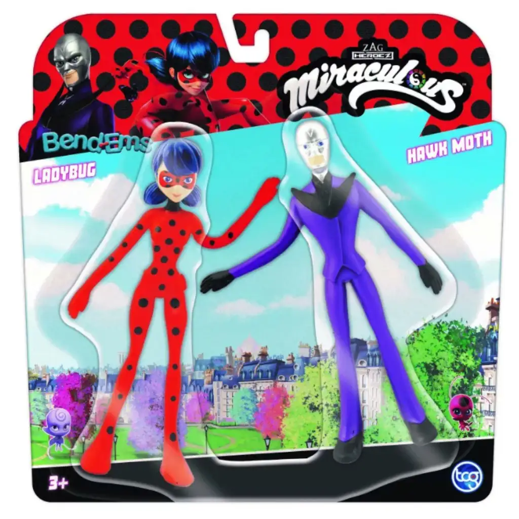 imagen de Bend-ems Miraculus figura set de 2 piezas, Ladybug vs. Hawk Moth 1
