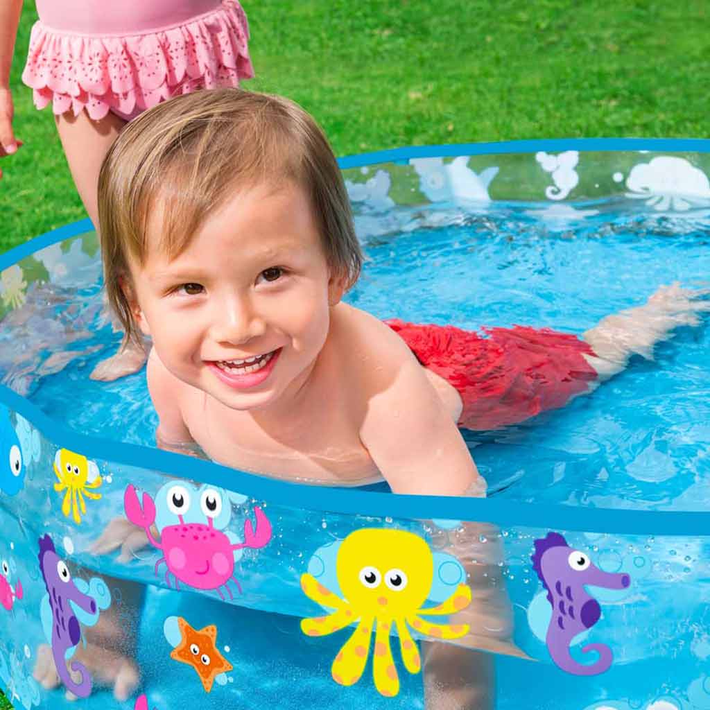 imagen de Bestway: Fill 'N Fun Sparkling Sea piscina inflable de pared rígida con animales marinos, Ø 122 x 25 cm 4