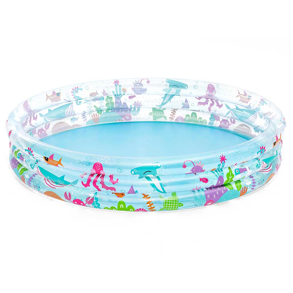 imagen de Bestway: Piscina inflable transparente de tres anillos con diseño de mundo acuático 183x33cm 1