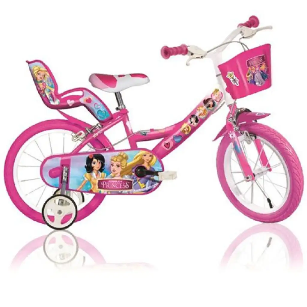 imagen de Bicicleta de niña rosa de princesa tamaño 14 - bicicleta Dino Bikes 1