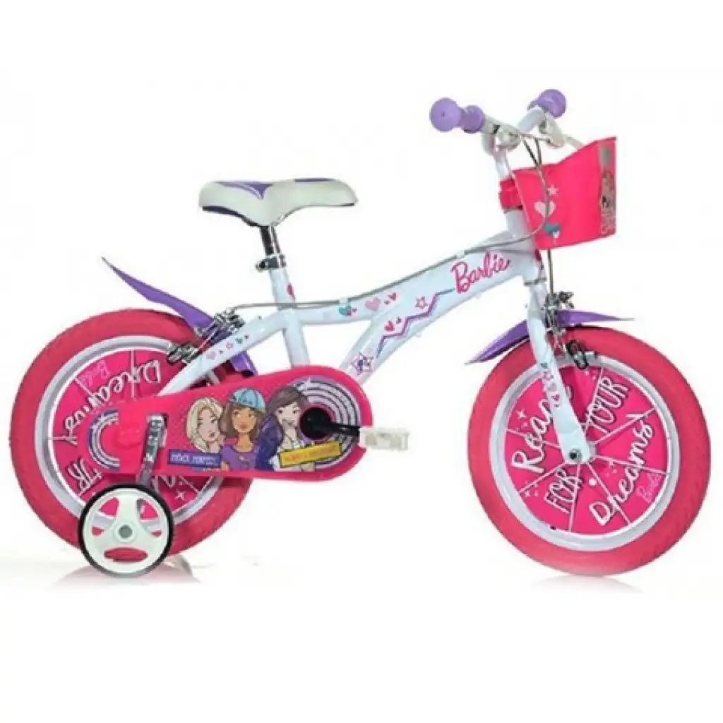 imagen de Bicicleta infantil Barbie rosa-blanca de tamaño 12 - bicicleta Dino Bikes 1