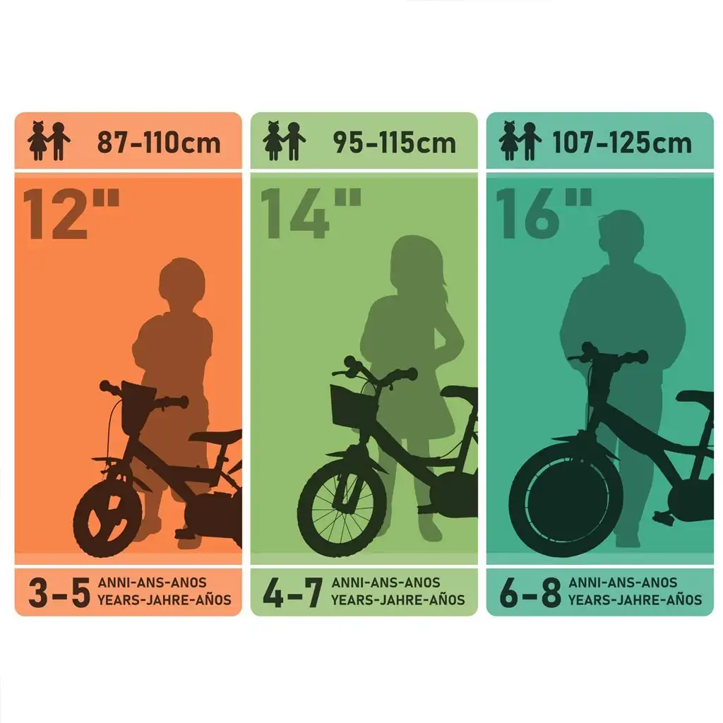 imagen de Bicicleta infantil Hot Wheels de 12” con portabotellas y ruedas laterales en color naranja-negro – bicicleta Dino Bikes 5