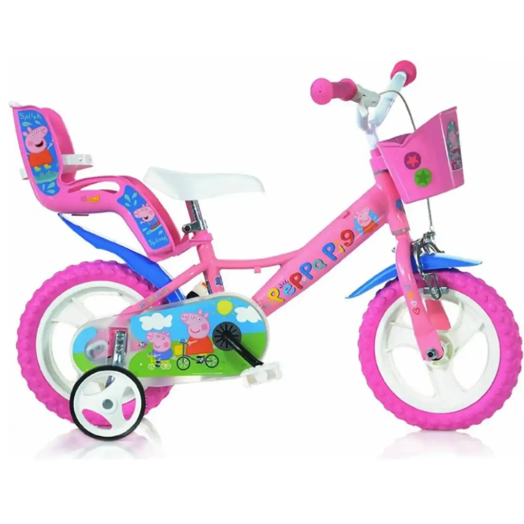 imagen de Bicicleta infantil rosa de Peppa Pig tamaño 12 - bicicleta Dino Bikes 1